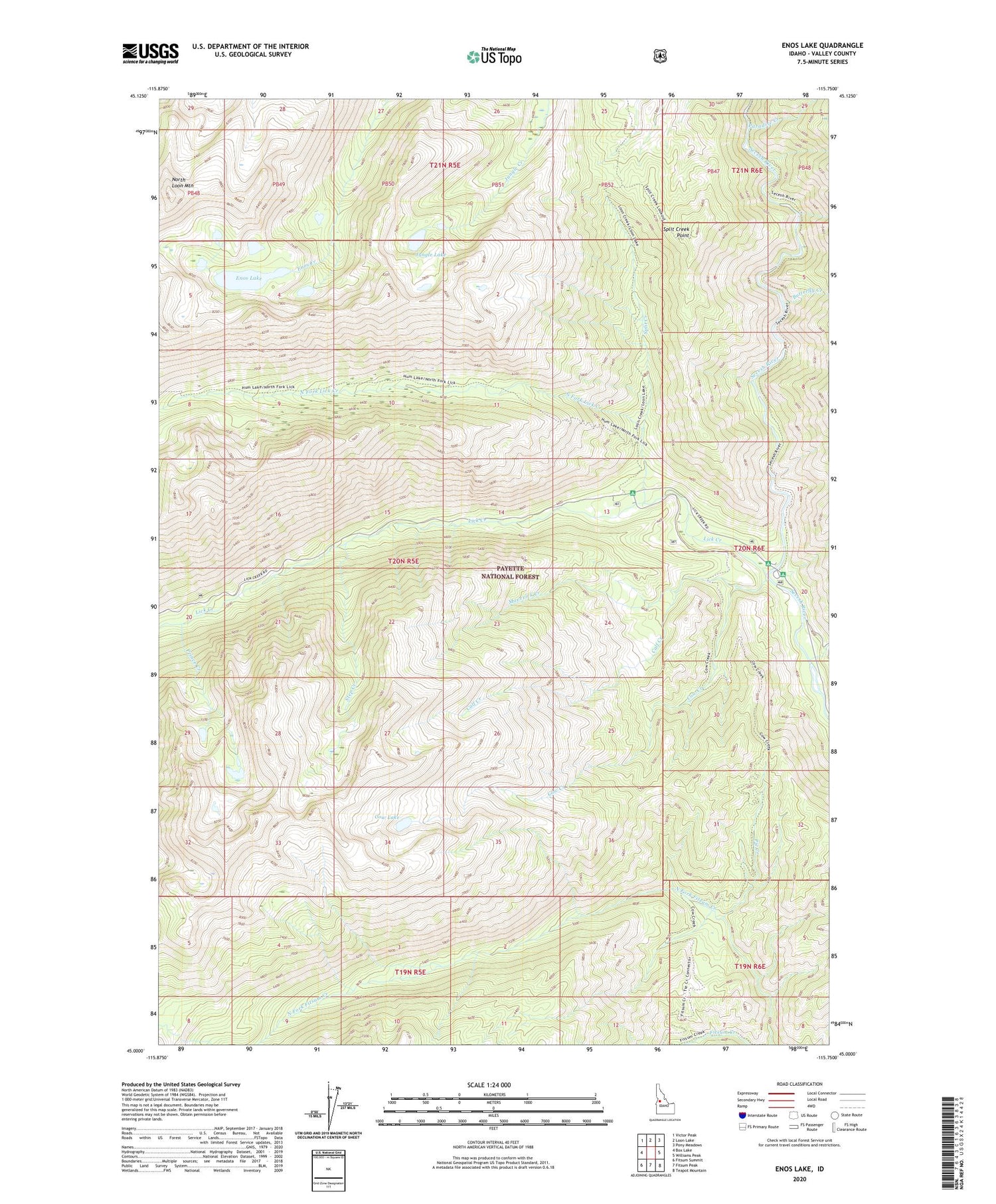 Enos Lake Idaho US Topo Map Image