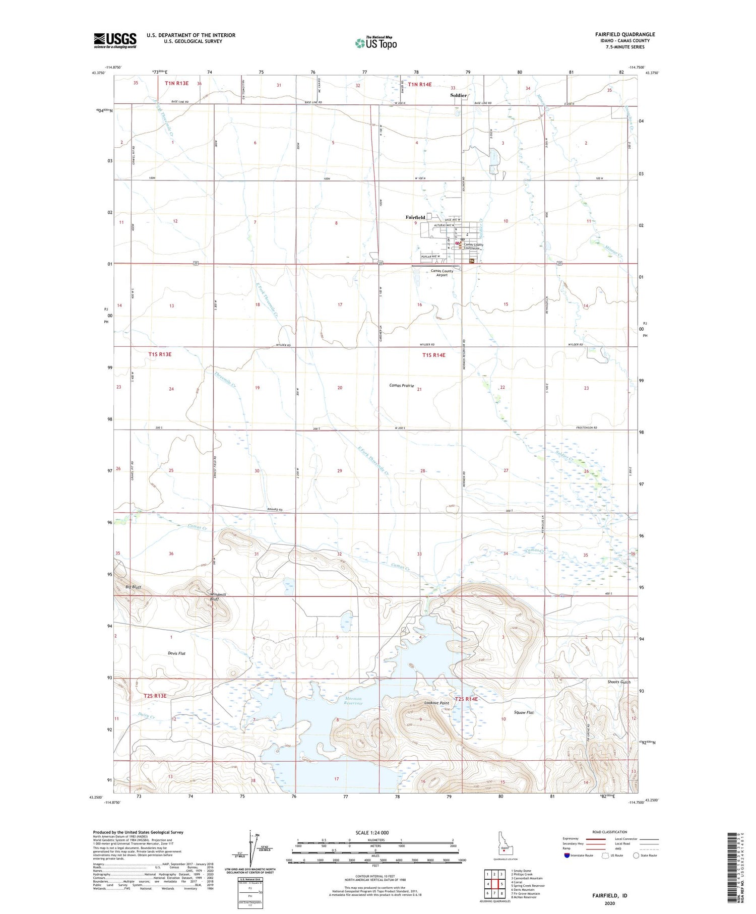 Fairfield Idaho US Topo Map Image