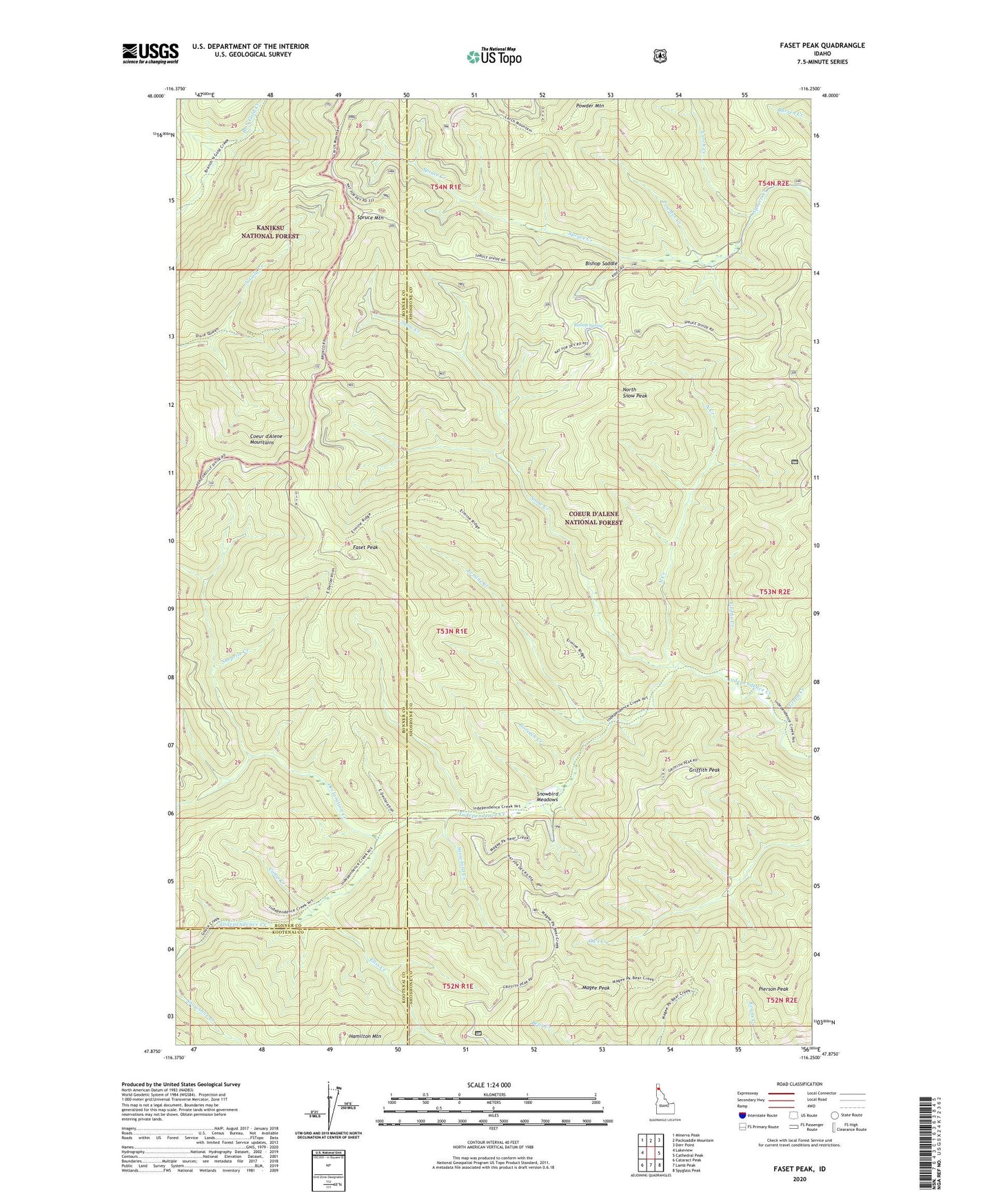 Faset Peak Idaho US Topo Map Image