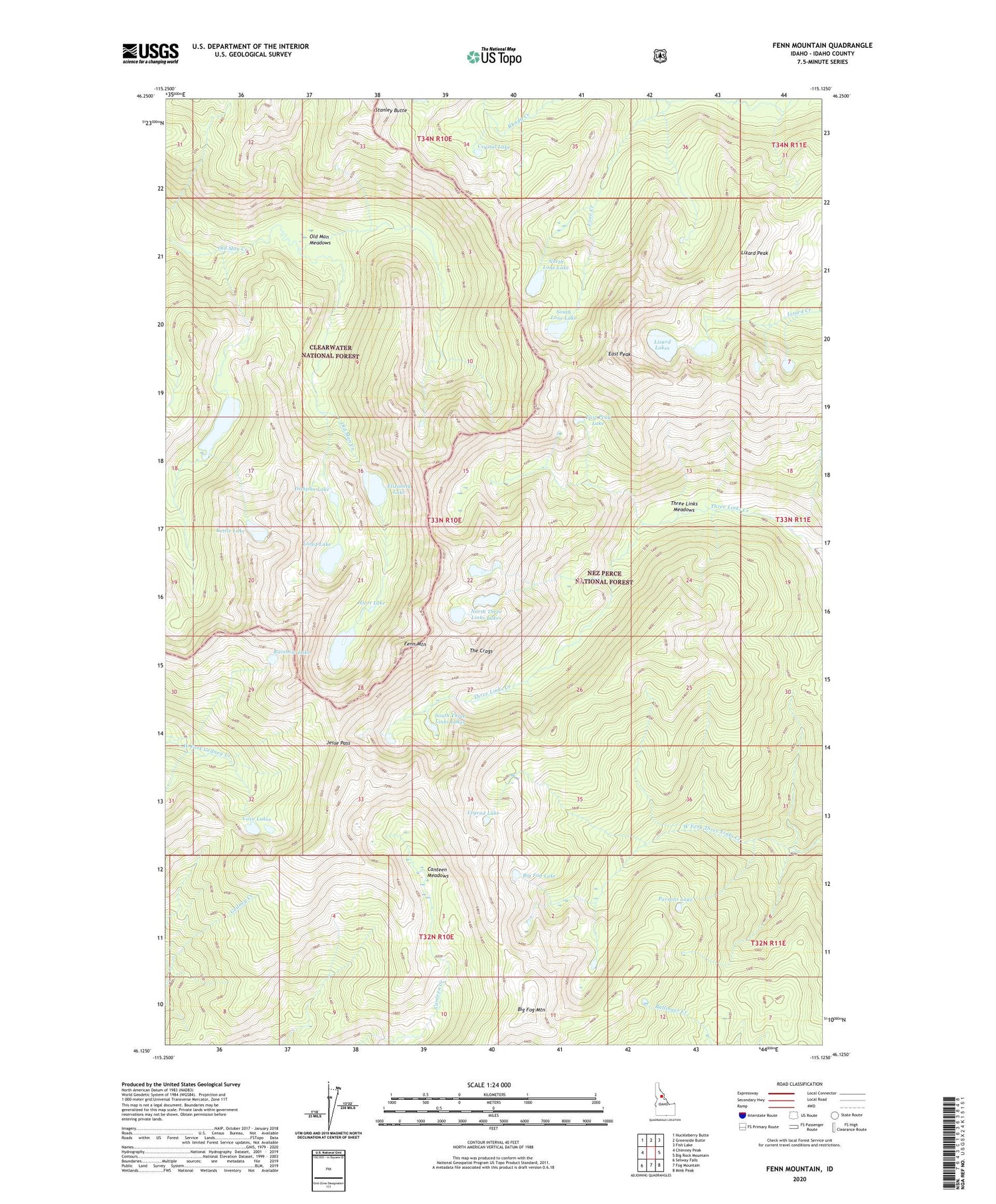 Fenn Mountain Idaho US Topo Map Image