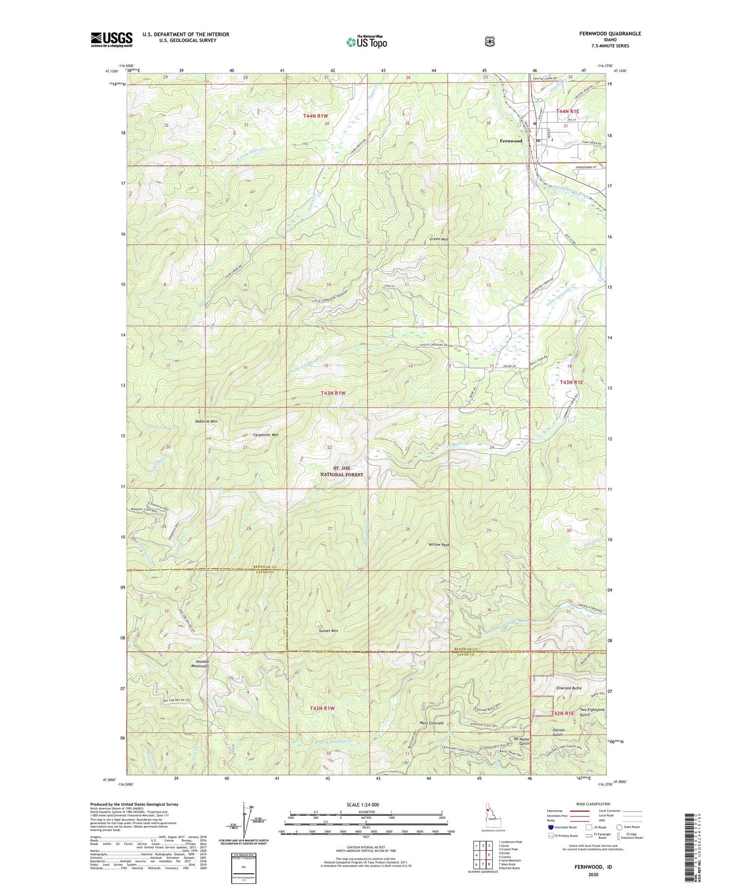 Fernwood Idaho US Topo Map Image