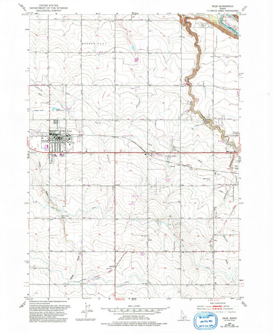 Classic USGS Filer Idaho 7.5'x7.5' Topo Map Image