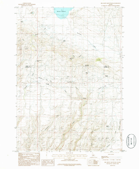 Classic USGS Fir Grove Mountain Idaho 7.5'x7.5' Topo Map Image
