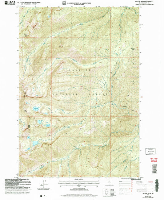Classic USGS Fitsum Peak Idaho 7.5'x7.5' Topo Map Image