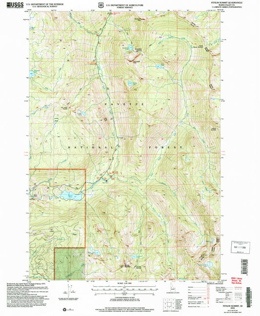 Classic USGS Fitsum Summit Idaho 7.5'x7.5' Topo Map Image
