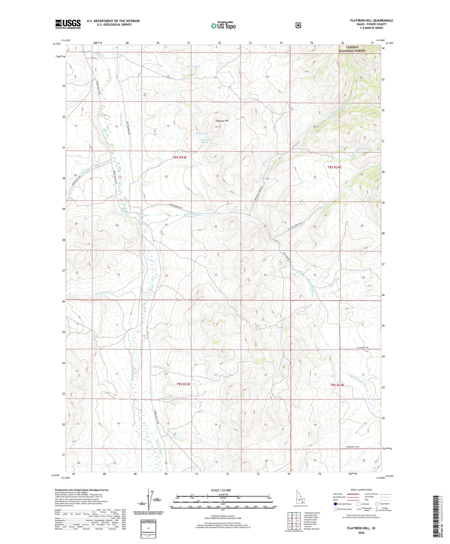 Flatiron Hill Idaho US Topo Map Image