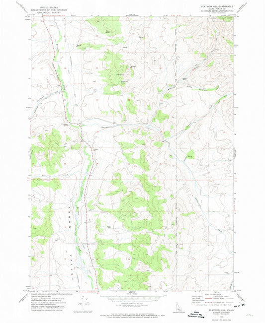 Classic USGS Flatiron Hill Idaho 7.5'x7.5' Topo Map Image