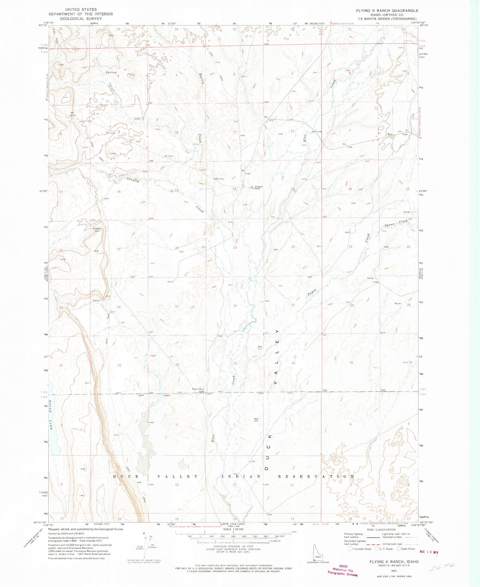 Classic USGS Flying H Ranch Idaho 7.5'x7.5' Topo Map – MyTopo Map Store