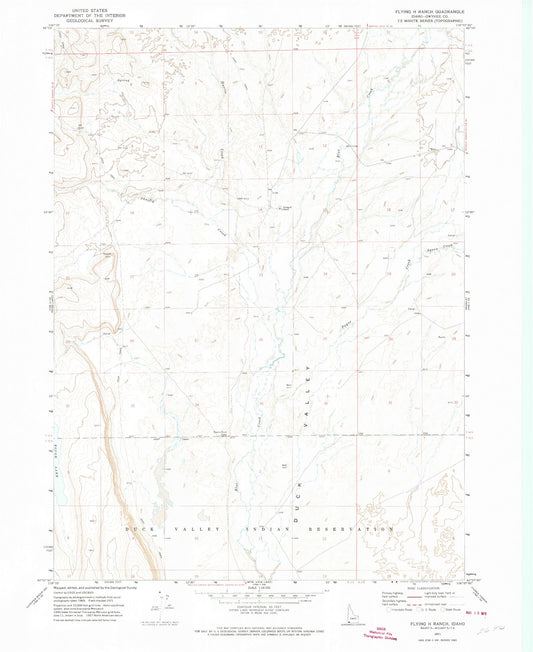 Classic USGS Flying H Ranch Idaho 7.5'x7.5' Topo Map Image