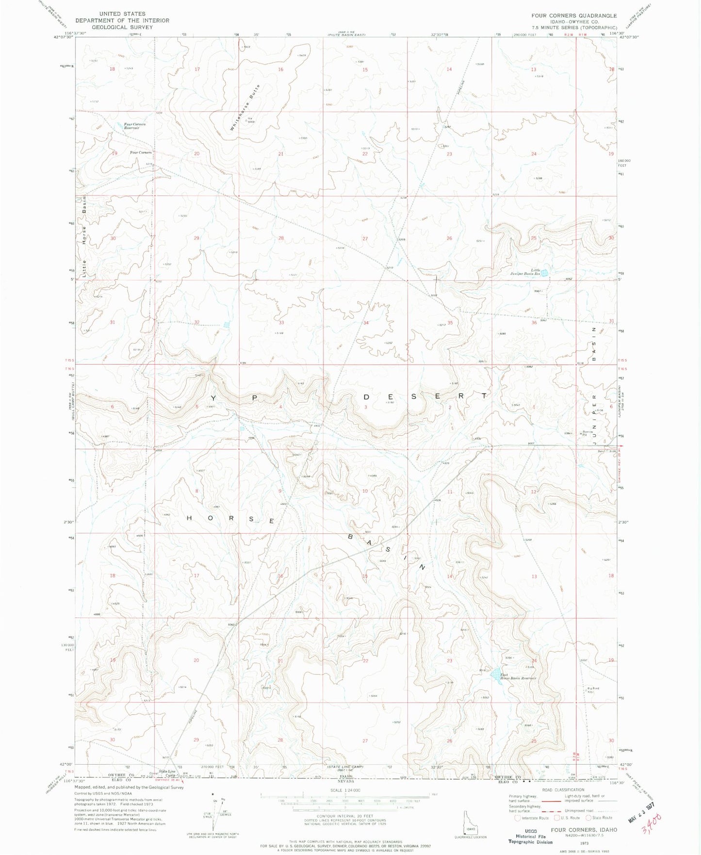 Classic USGS Four Corners Idaho 7.5'x7.5' Topo Map Image