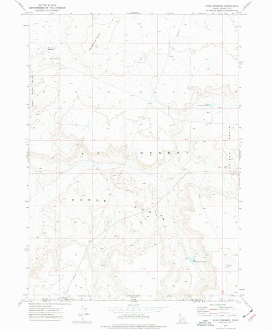 Classic USGS Four Corners Idaho 7.5'x7.5' Topo Map Image