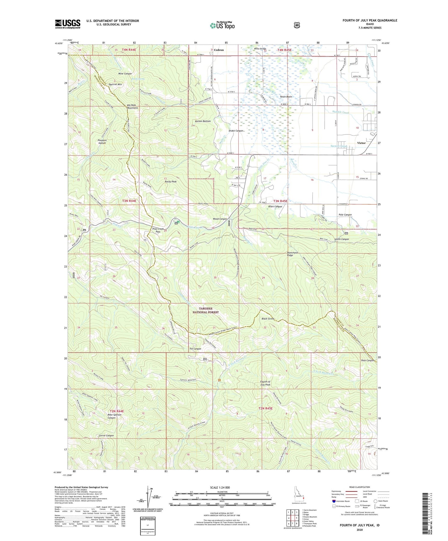 Fourth of July Peak Idaho US Topo Map Image