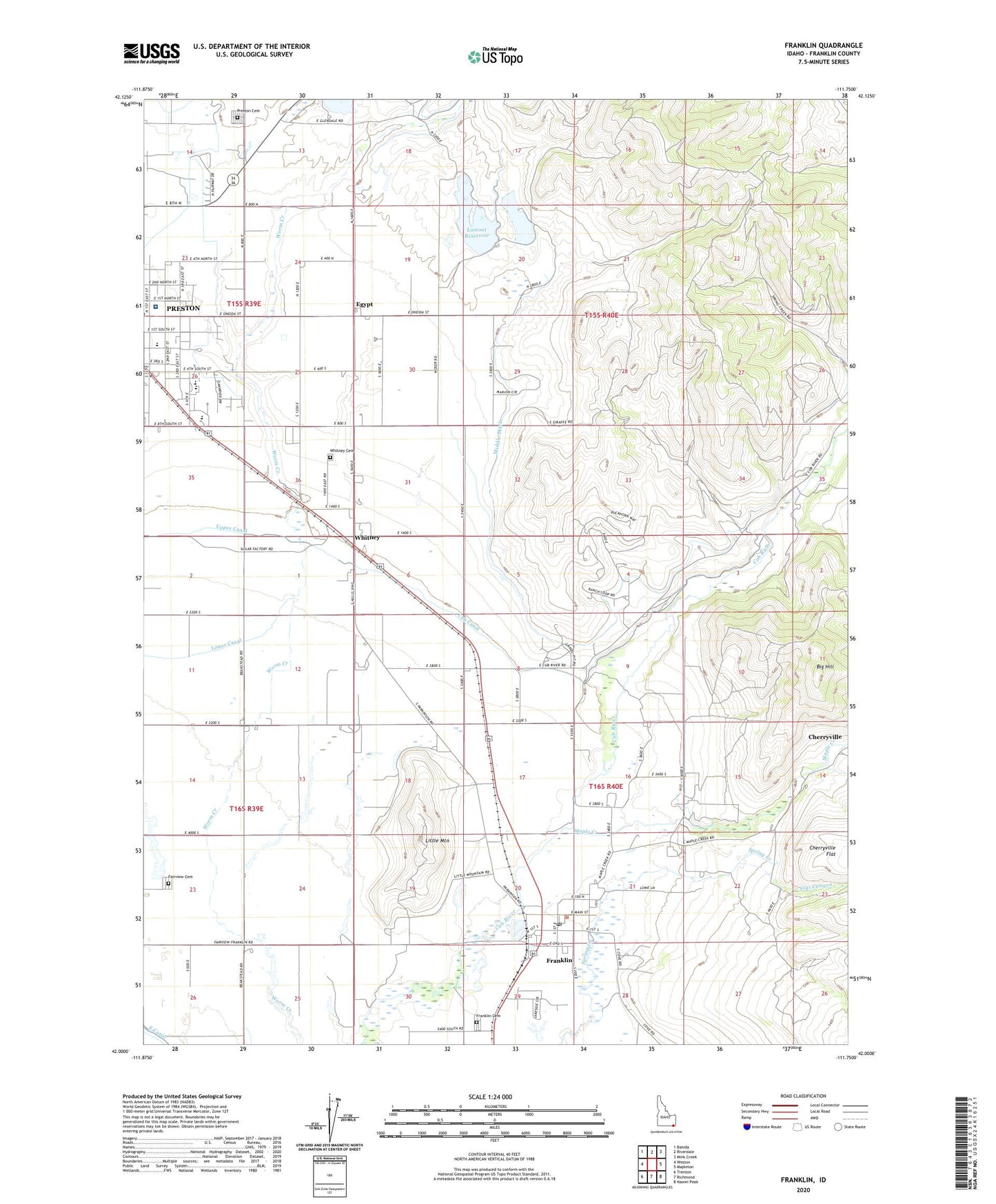 Franklin Idaho US Topo Map Image