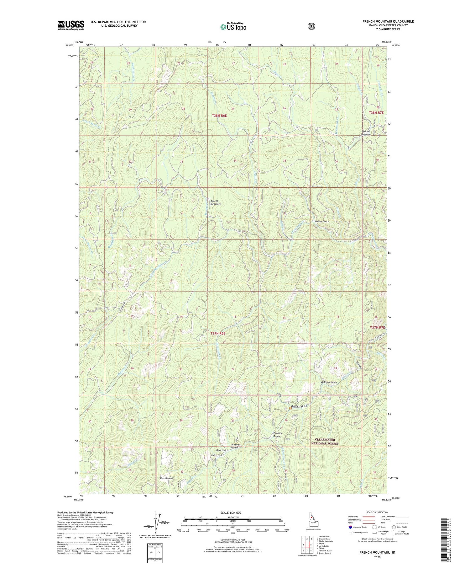 French Mountain Idaho US Topo Map Image