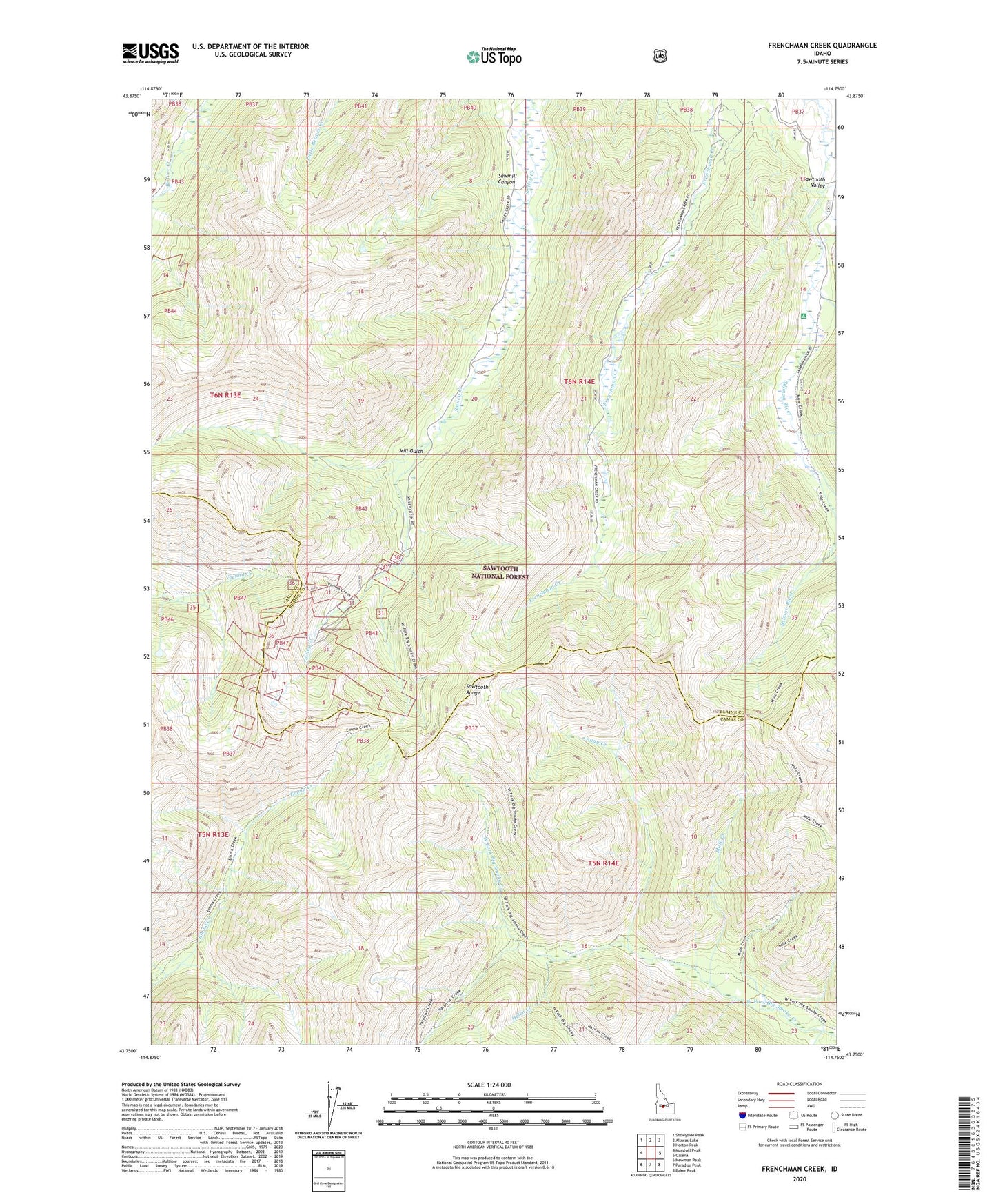 Frenchman Creek Idaho US Topo Map Image