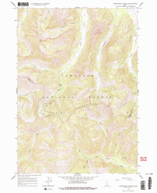 Classic USGS Frenchman Creek Idaho 7.5'x7.5' Topo Map Image