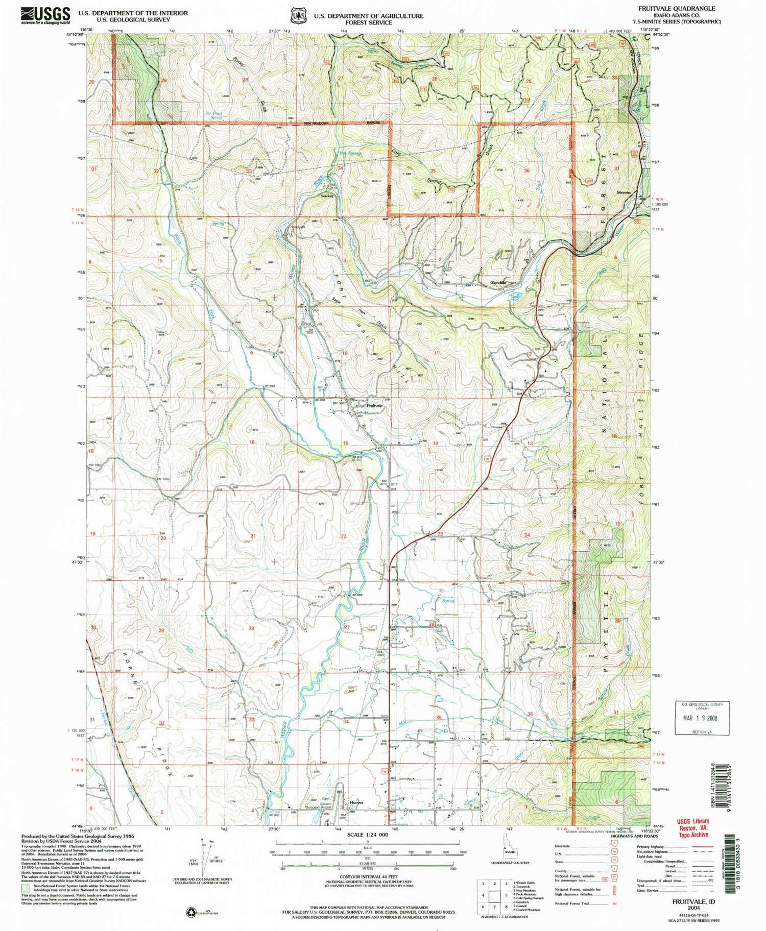 Classic USGS Fruitvale Idaho 7.5'x7.5' Topo Map Image