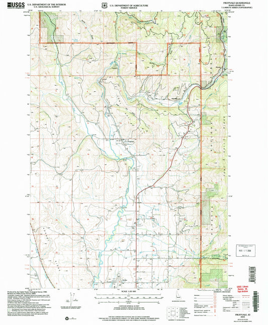 Classic USGS Fruitvale Idaho 7.5'x7.5' Topo Map Image