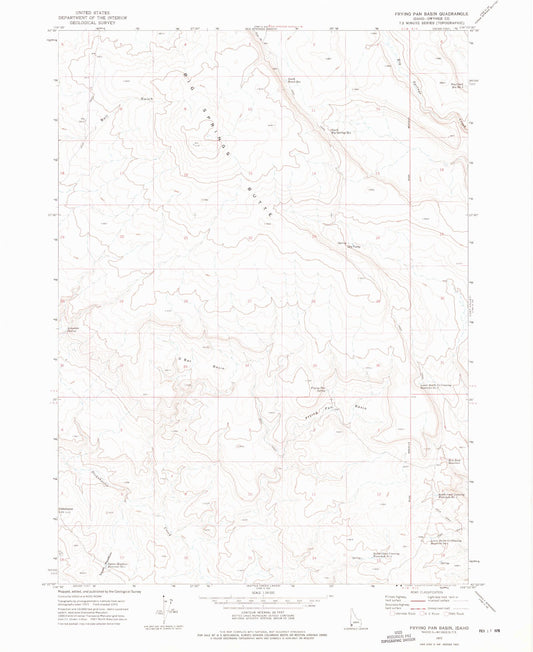 Classic USGS Frying Pan Basin Idaho 7.5'x7.5' Topo Map Image