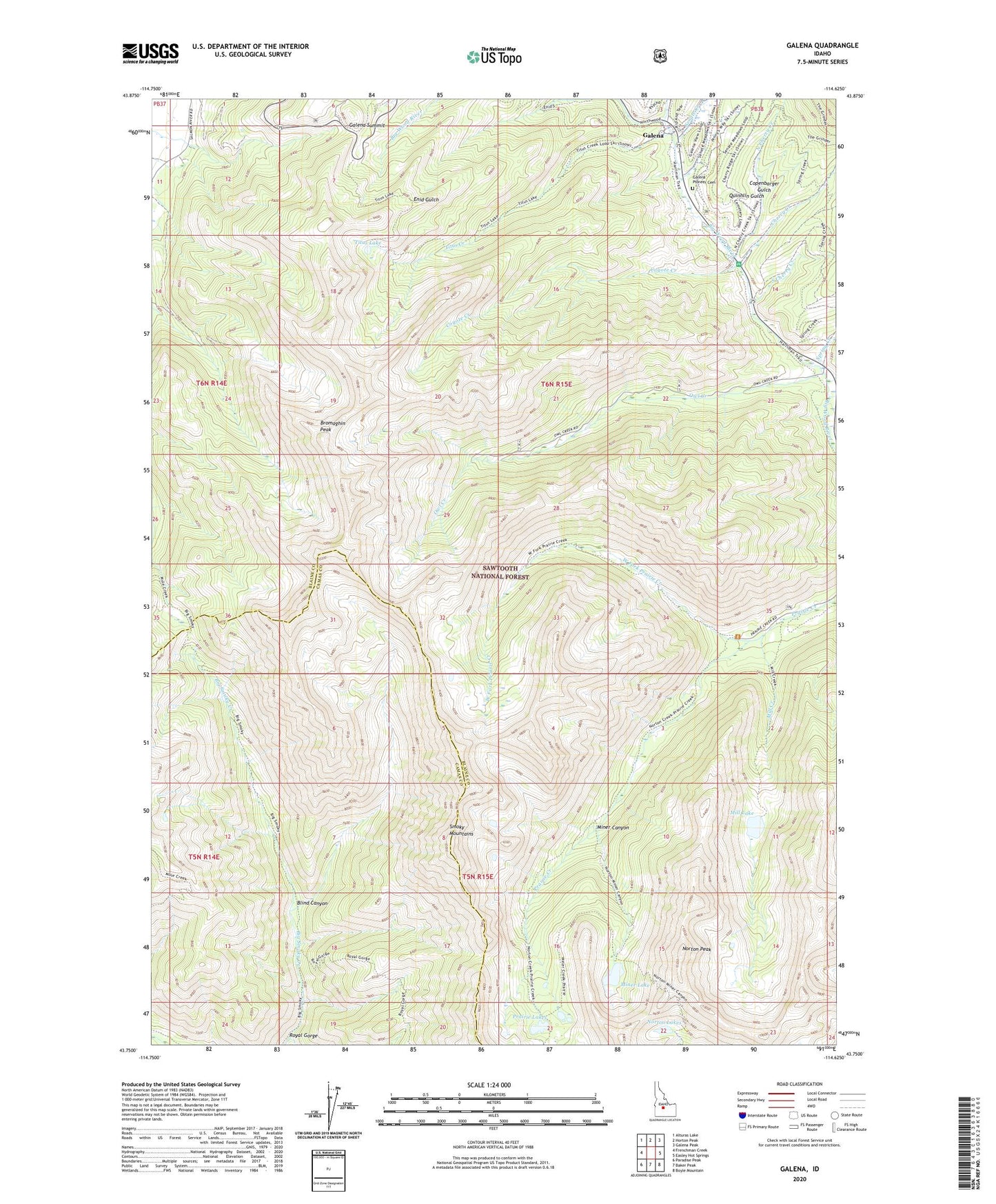 Galena Idaho US Topo Map Image