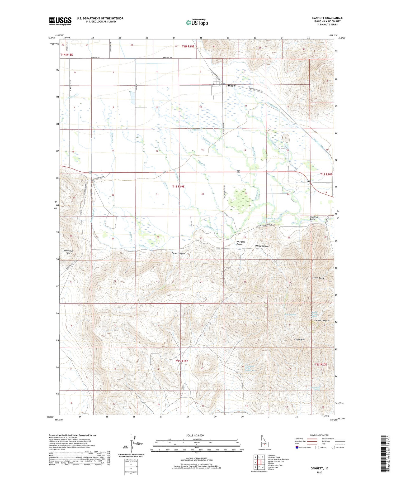 Gannett Idaho US Topo Map Image