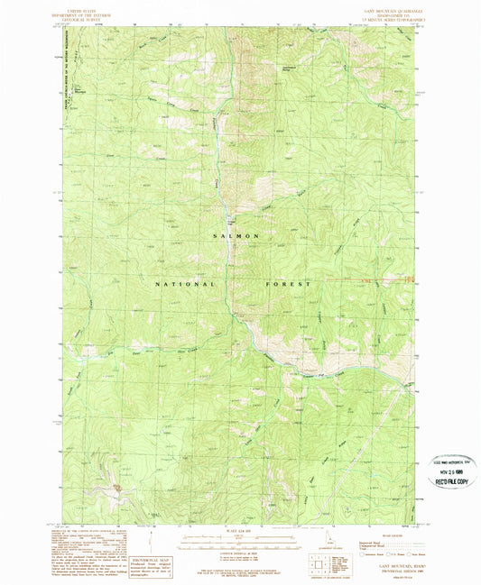 Classic USGS Gant Mountain Idaho 7.5'x7.5' Topo Map Image
