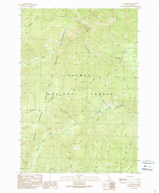 Classic USGS Gant Ridge Idaho 7.5'x7.5' Topo Map Image