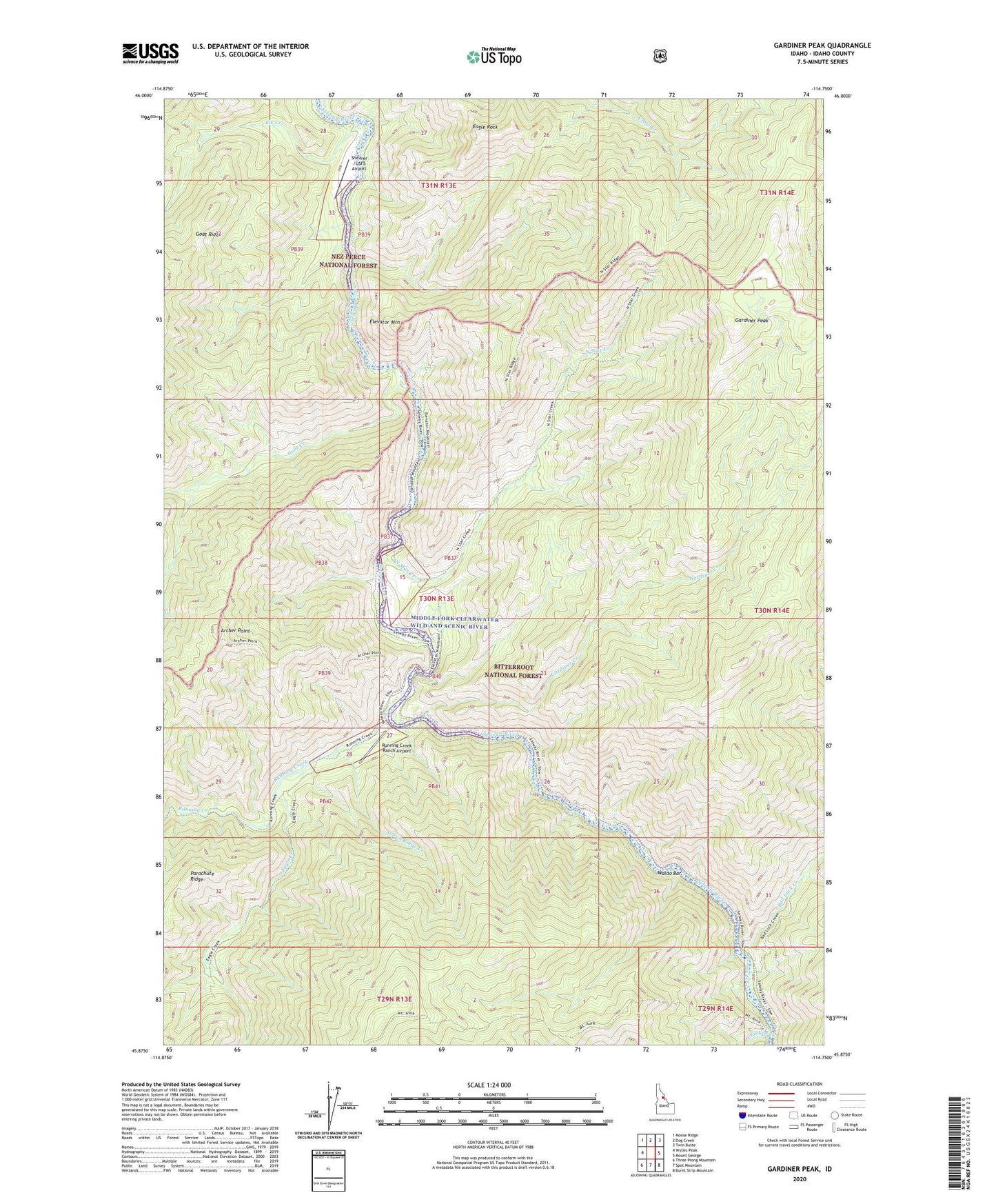 Gardiner Peak Idaho US Topo Map Image