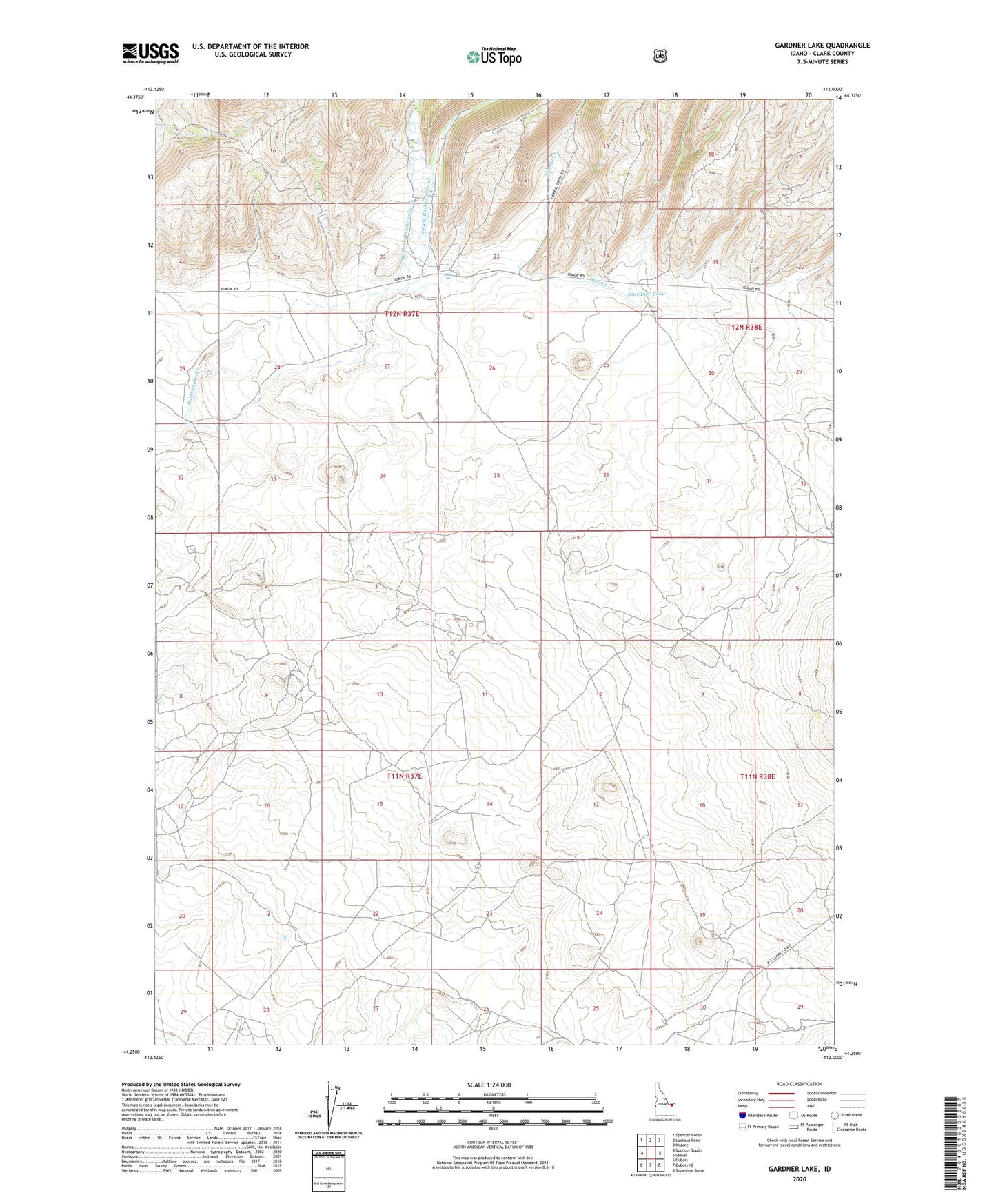 Gardner Lake Idaho US Topo Map Image