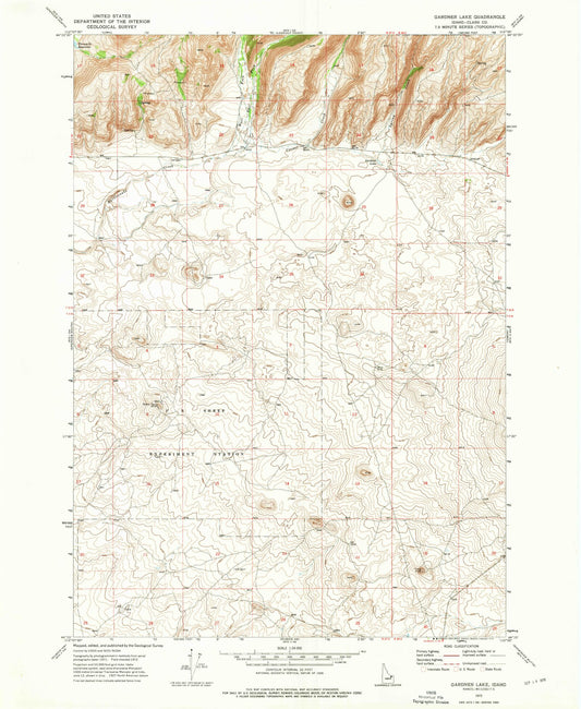 Classic USGS Gardner Lake Idaho 7.5'x7.5' Topo Map Image