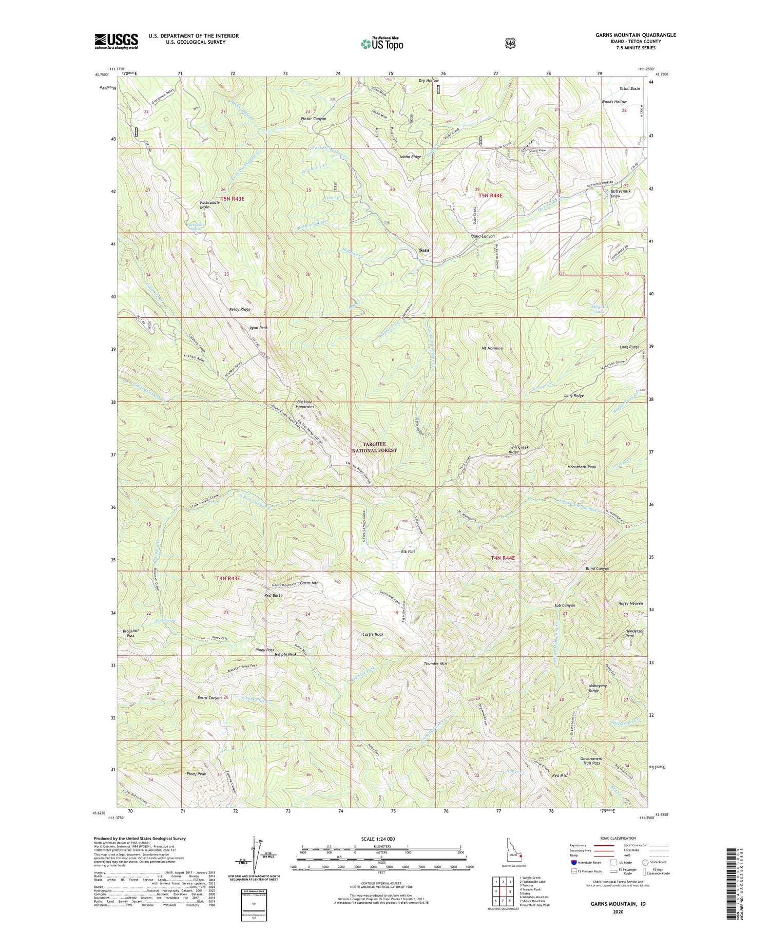 Garns Mountain Idaho US Topo Map Image