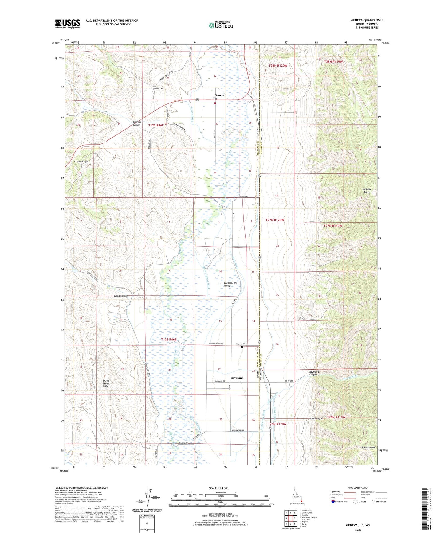 Geneva Idaho US Topo Map Image