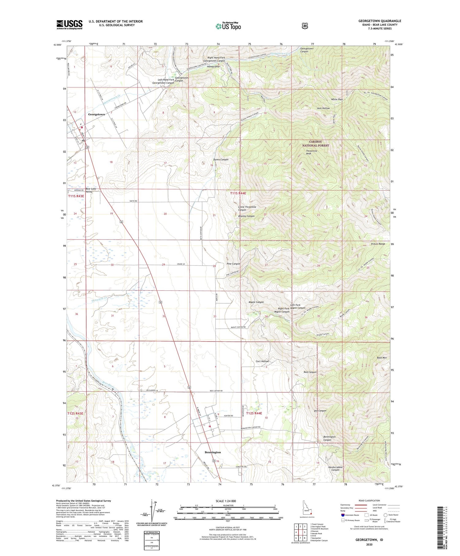 Georgetown Idaho US Topo Map Image