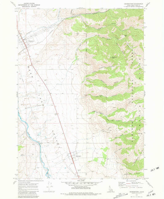 Classic USGS Georgetown Idaho 7.5'x7.5' Topo Map Image