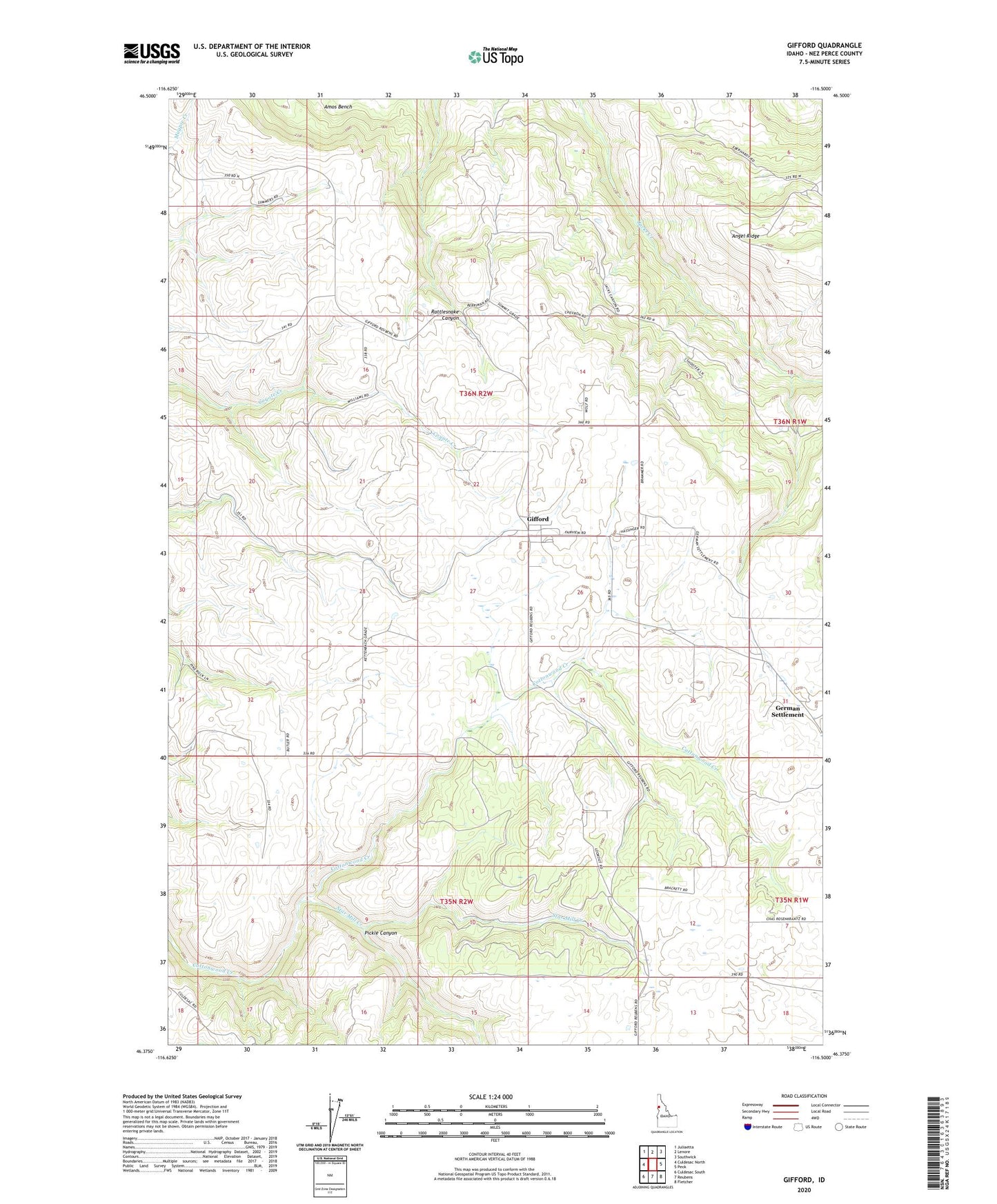 Gifford Idaho US Topo Map Image