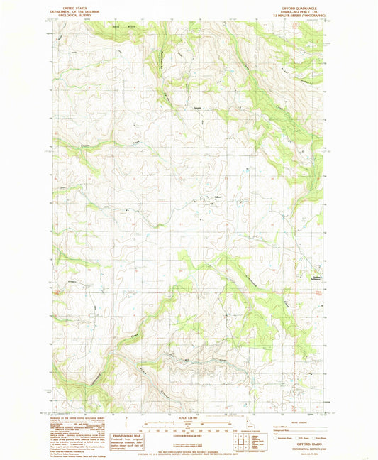 Classic USGS Gifford Idaho 7.5'x7.5' Topo Map Image
