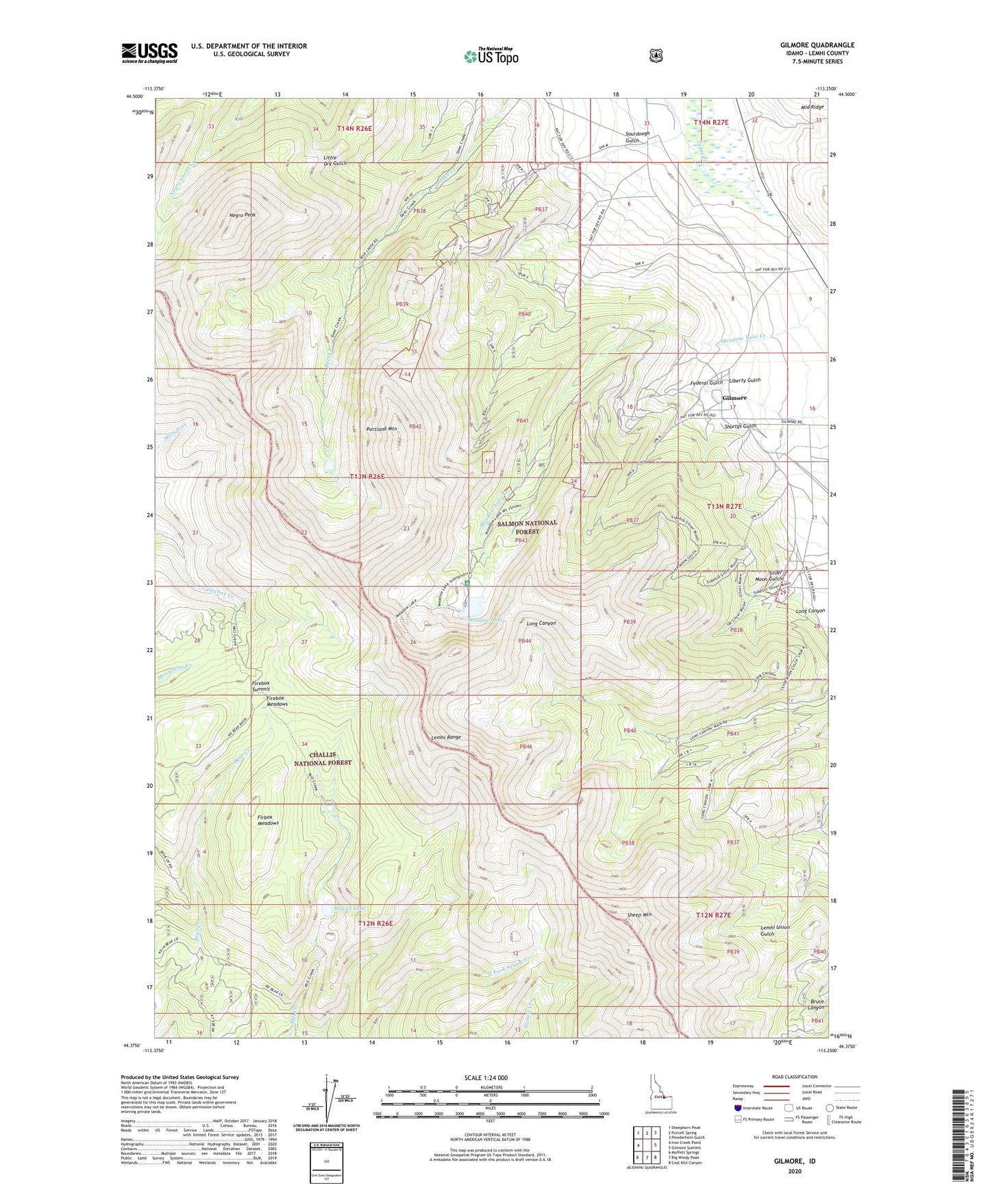 Gilmore Idaho US Topo Map Image