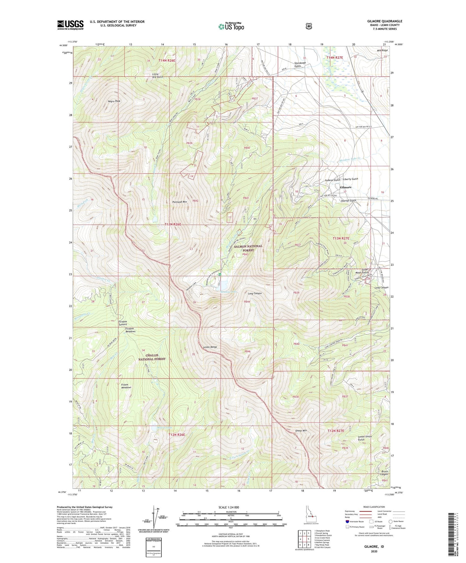 Gilmore Idaho US Topo Map Image