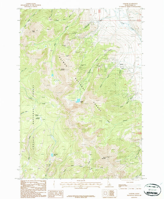 Classic USGS Gilmore Idaho 7.5'x7.5' Topo Map Image