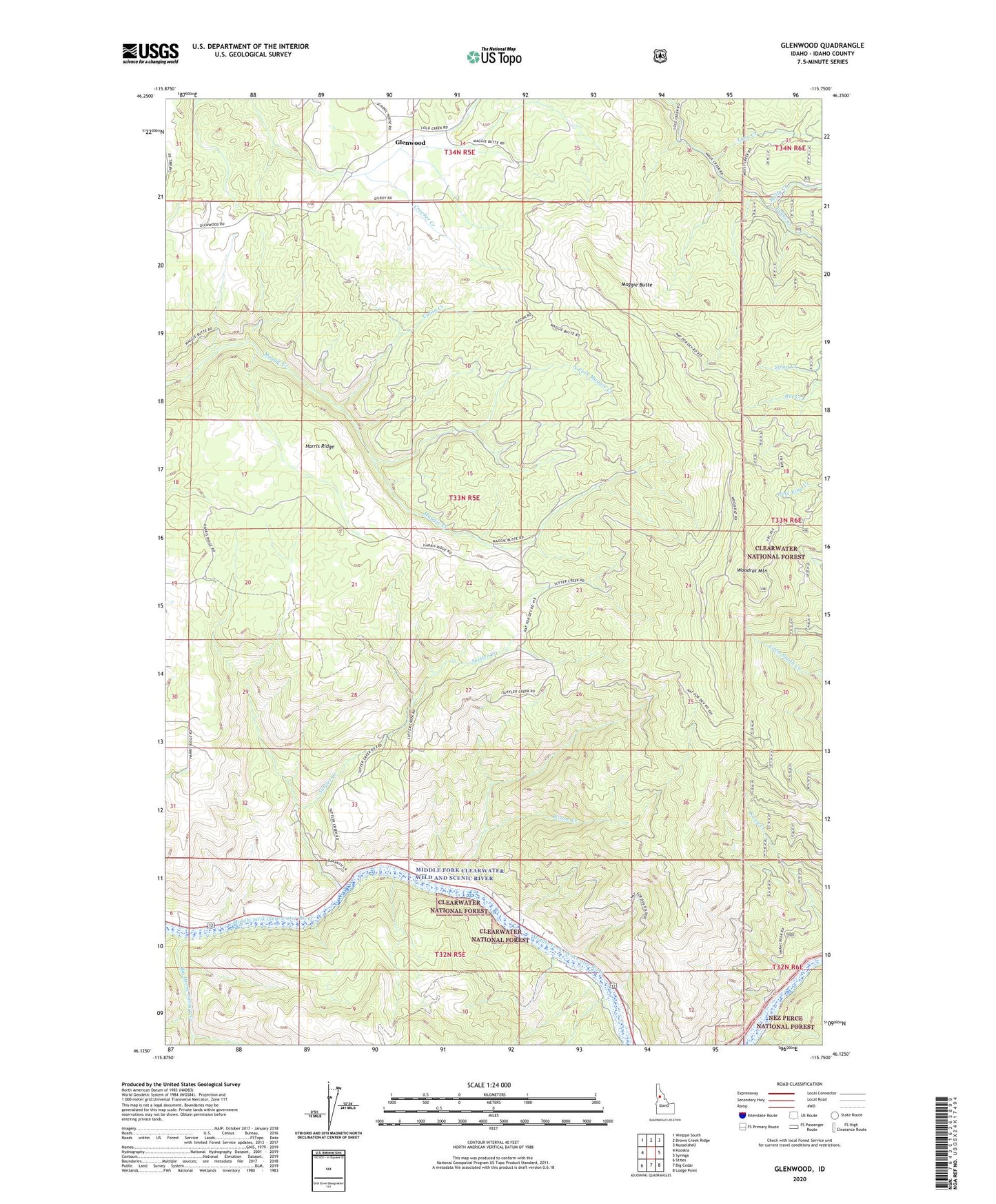 Glenwood Idaho US Topo Map Image