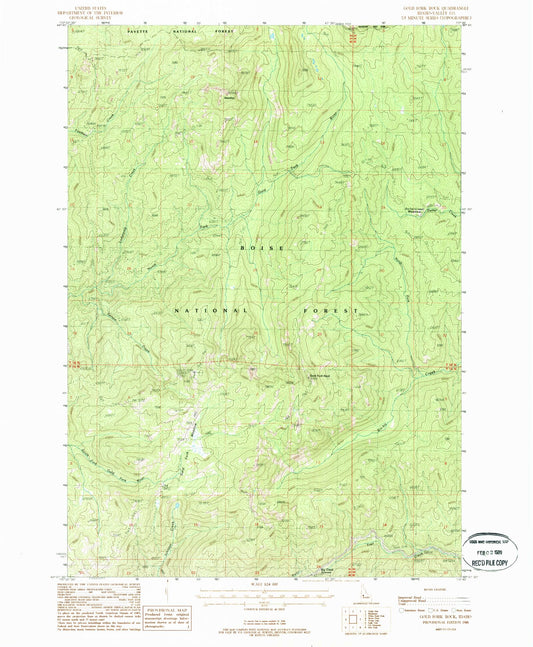 Classic USGS Gold Fork Rock Idaho 7.5'x7.5' Topo Map Image