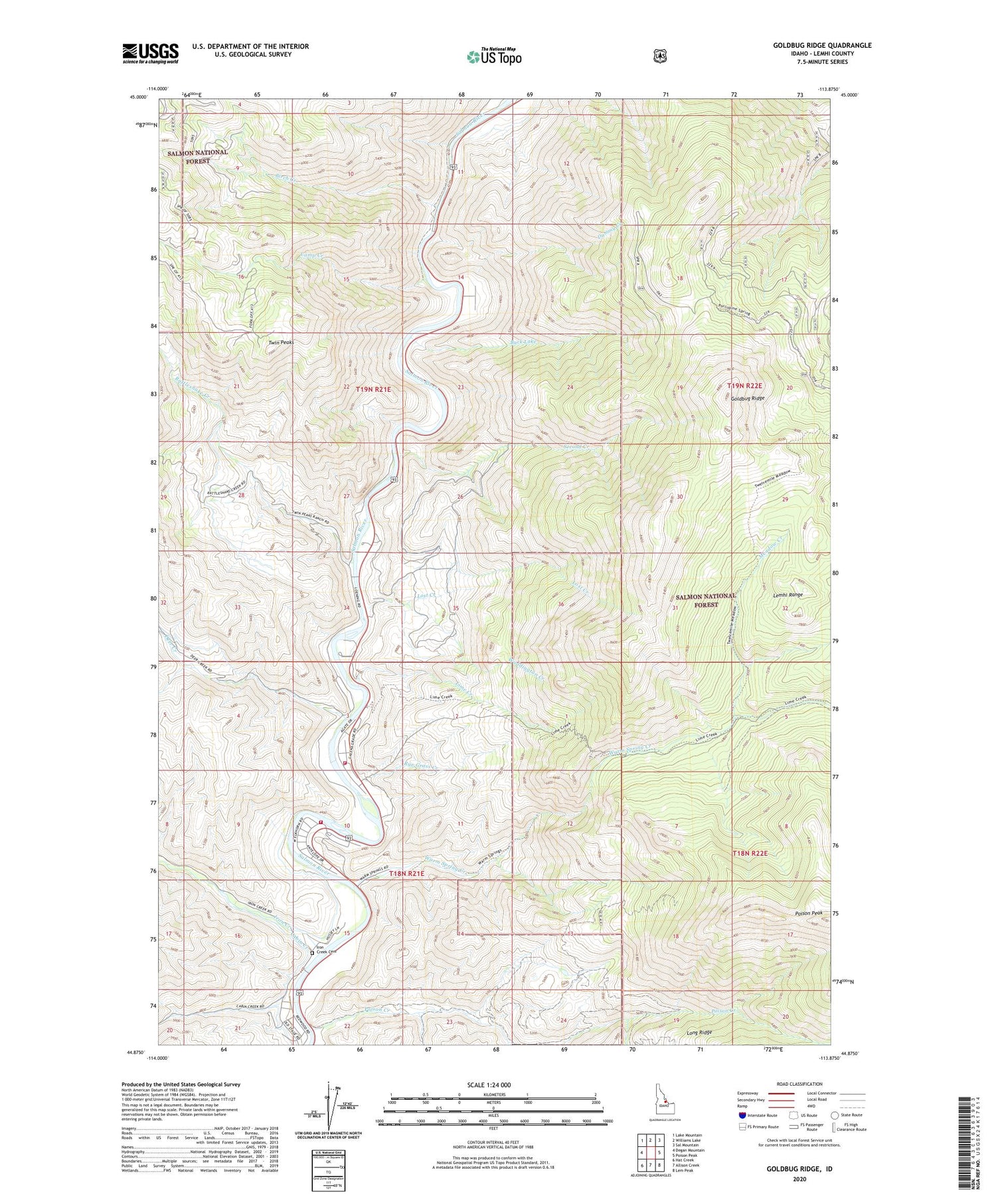 Goldbug Ridge Idaho US Topo Map Image