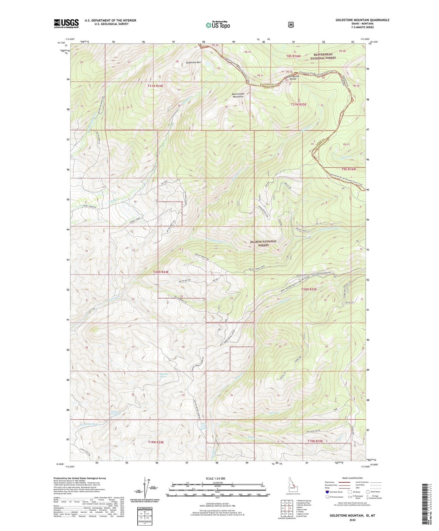 Goldstone Mountain Idaho US Topo Map Image