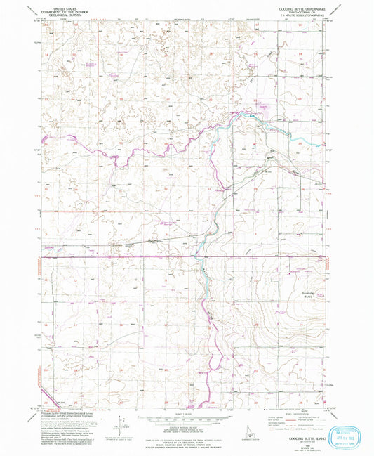 Classic USGS Gooding Butte Idaho 7.5'x7.5' Topo Map Image