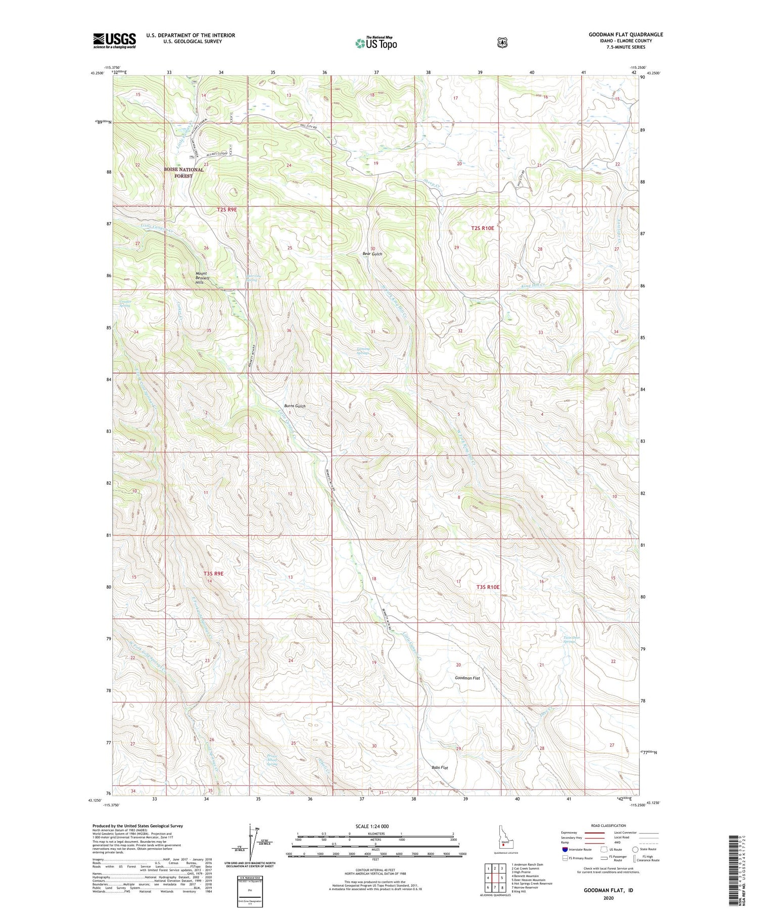 Goodman Flat Idaho US Topo Map Image