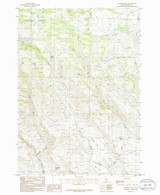Classic USGS Goodman Flat Idaho 7.5'x7.5' Topo Map Image