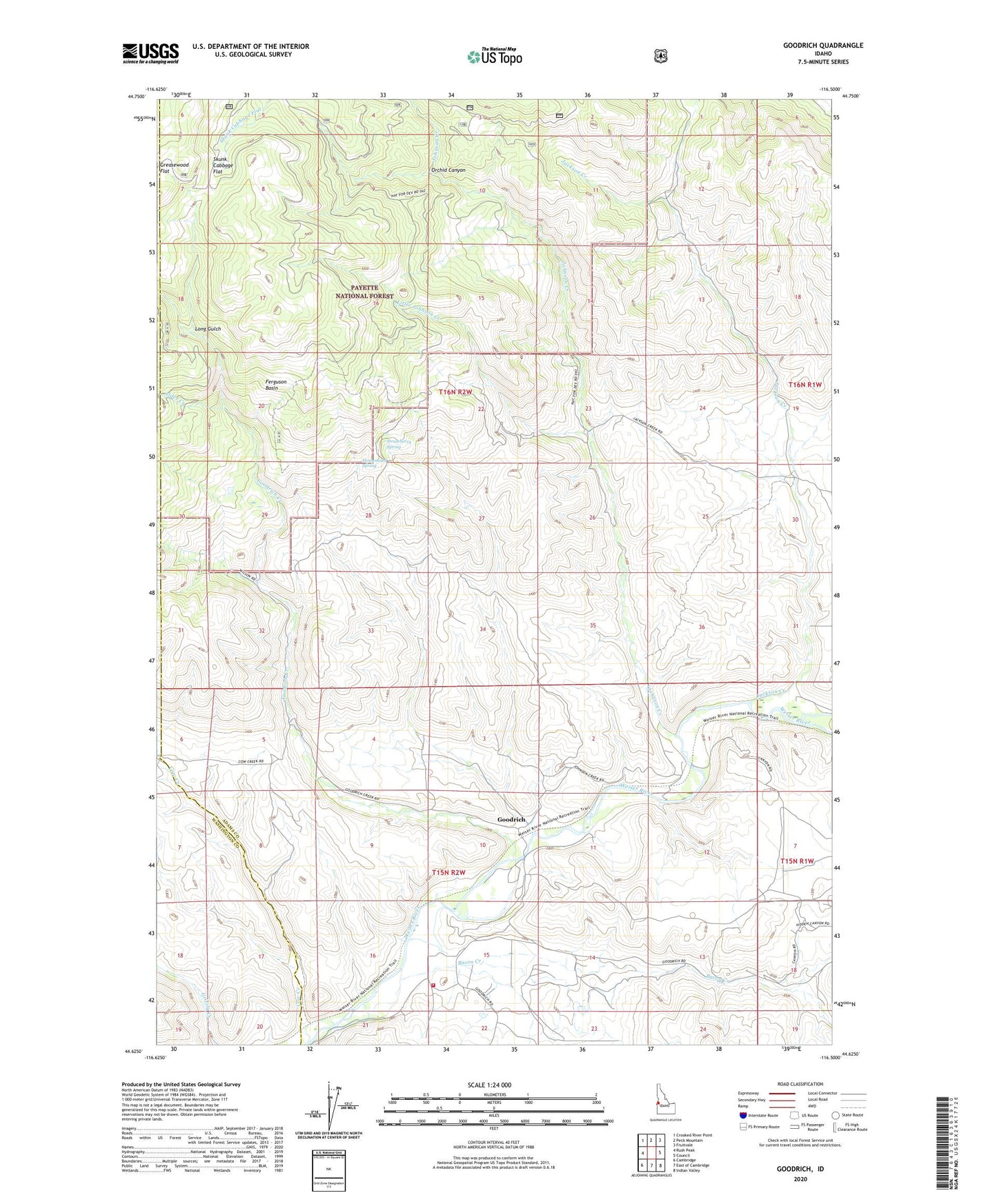 Goodrich Idaho US Topo Map Image