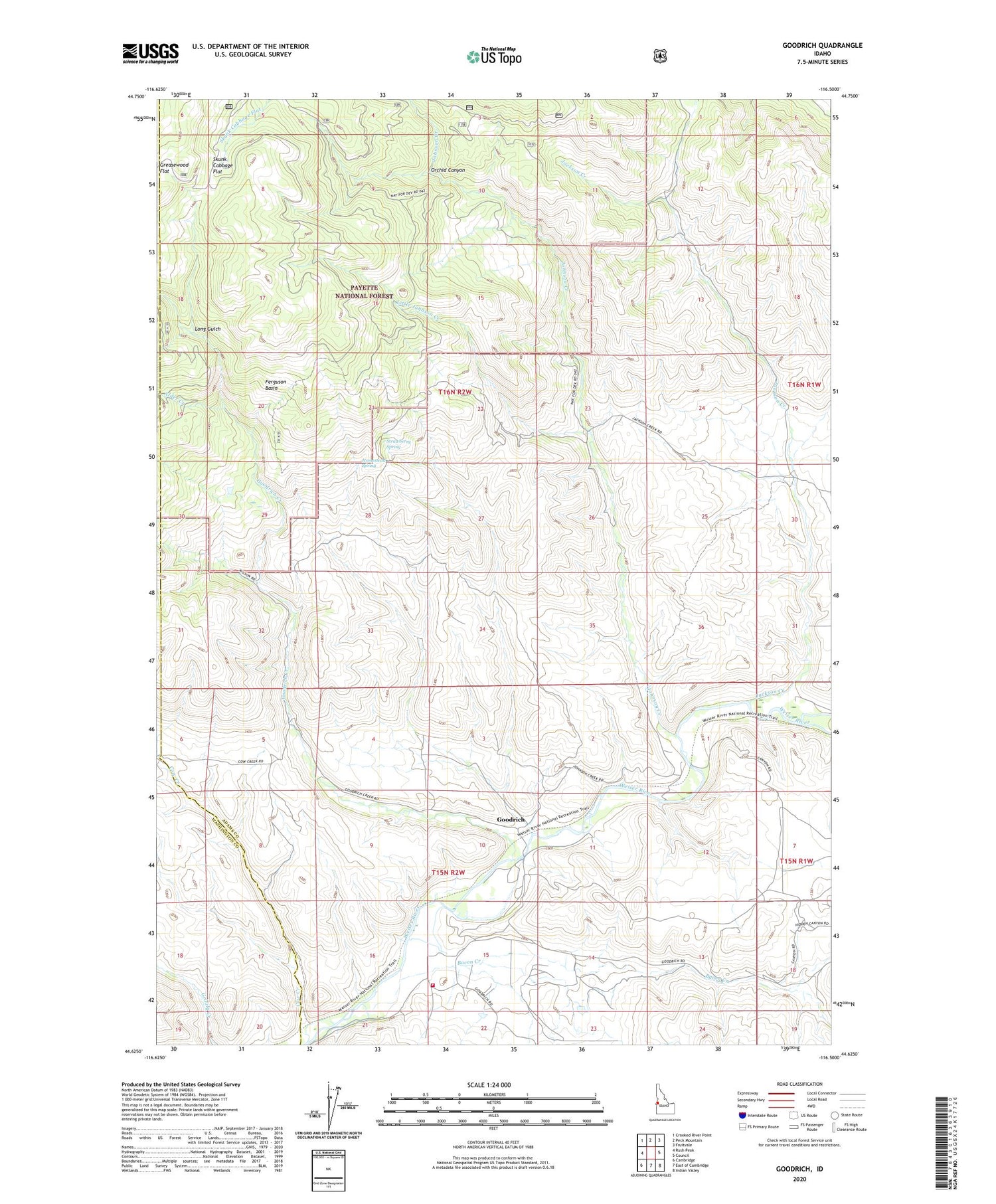 Goodrich Idaho US Topo Map Image
