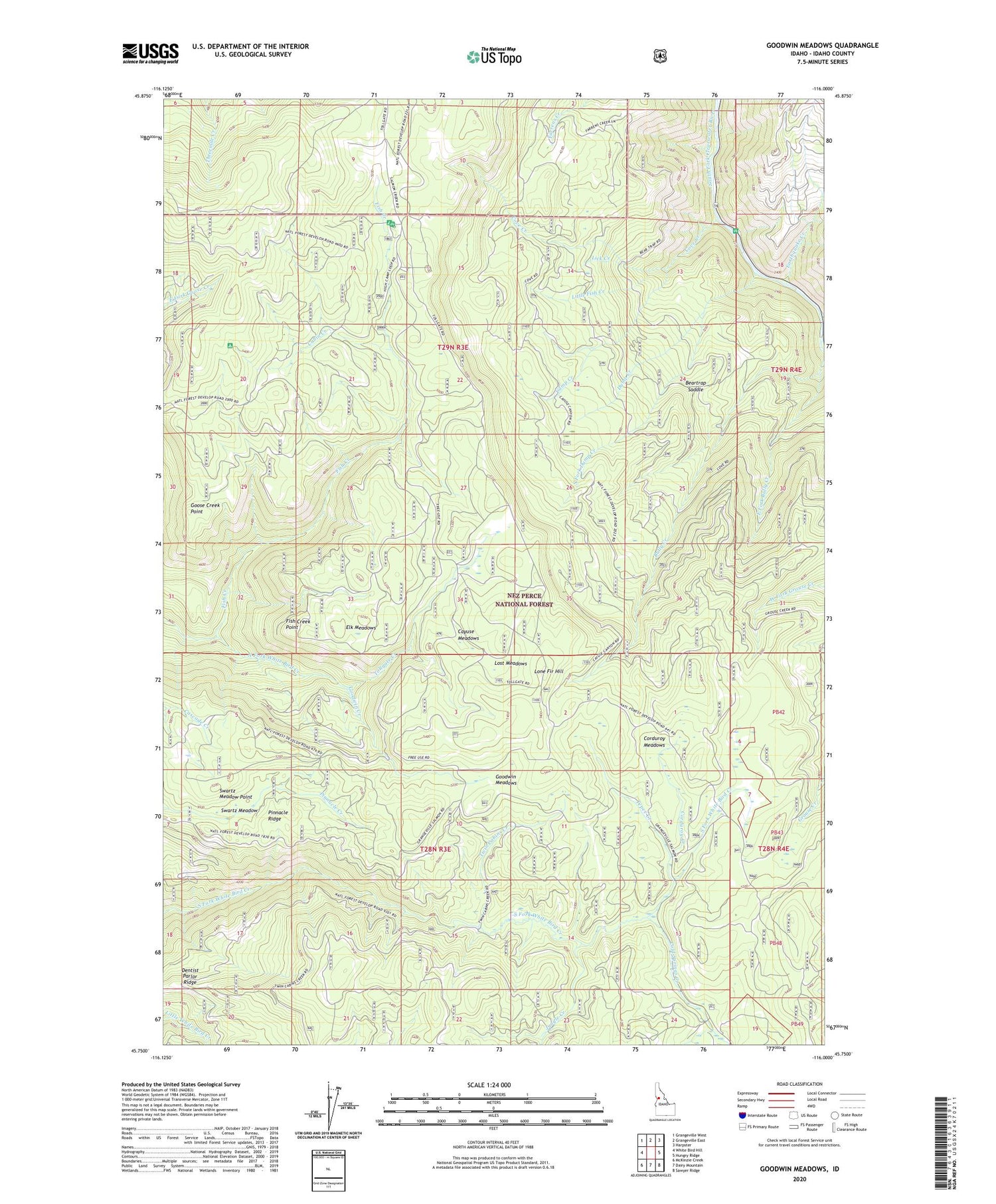 Goodwin Meadows Idaho US Topo Map Image