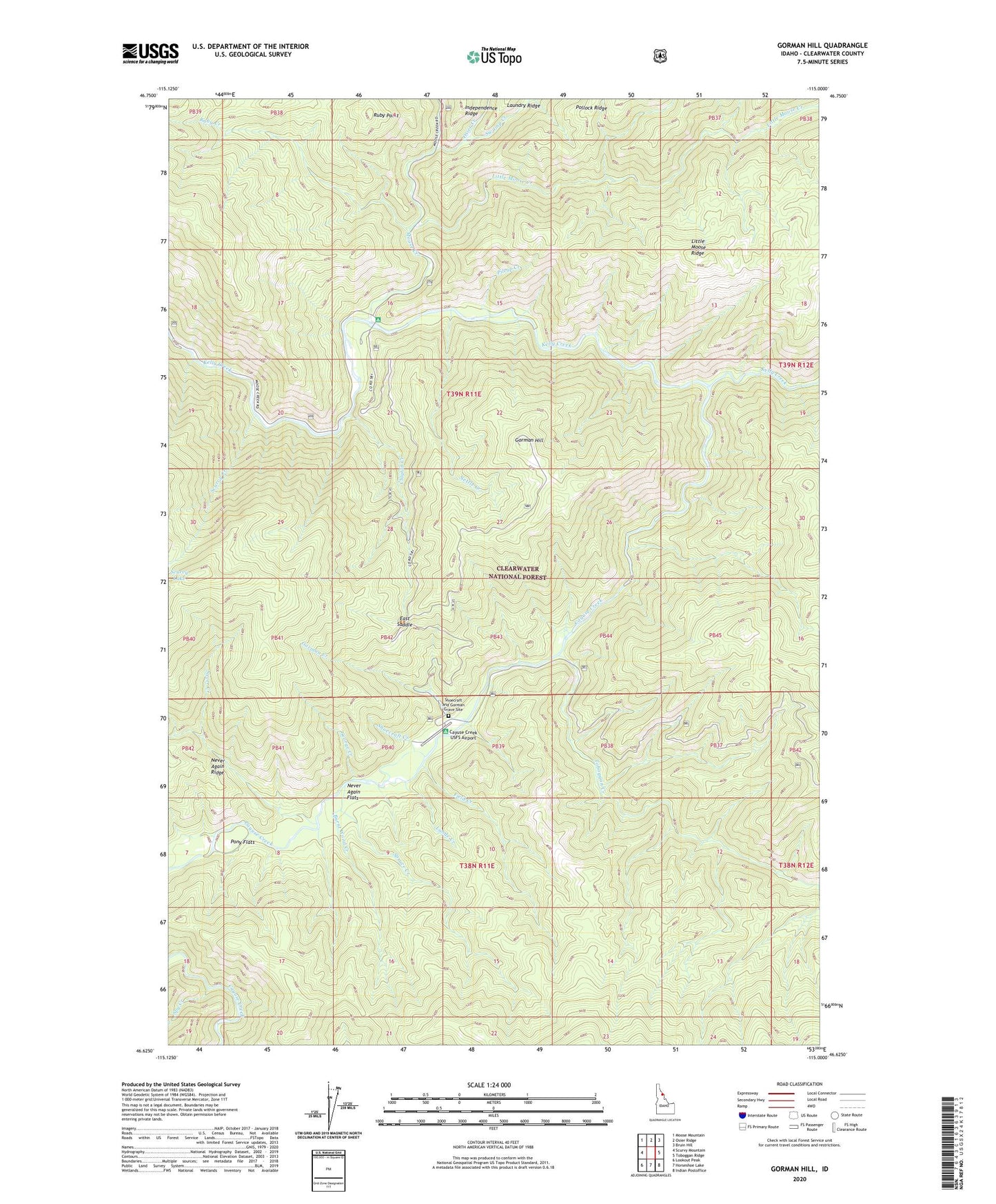 Gorman Hill Idaho US Topo Map Image